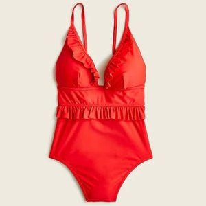 NWT JCrew Ruffle Plunge One- piece